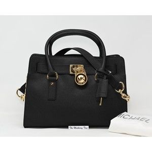 MICHAEL KORS HAMILTON East-West Satchel Black Saffiano Leather NWT $298